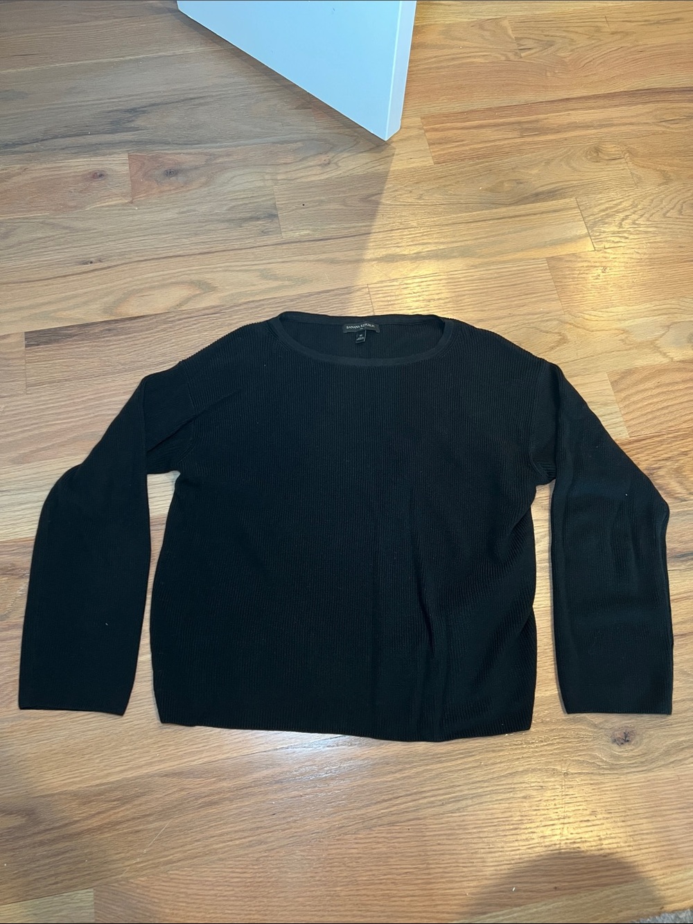 Banana Republic Black Crew Sweater - Classic Rib Knit